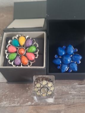 Multicolor Flower Cocktail Rings Costume Jewelry